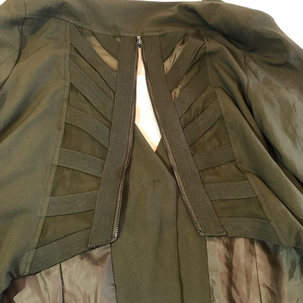 EE JustFab Olive Green Back Zipper Jacket - Picture 7 of 8
